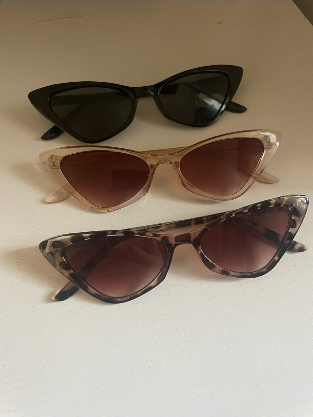 Retro Cat Eye Sunglasses Trio - Black, Nude, Tortoiseshell